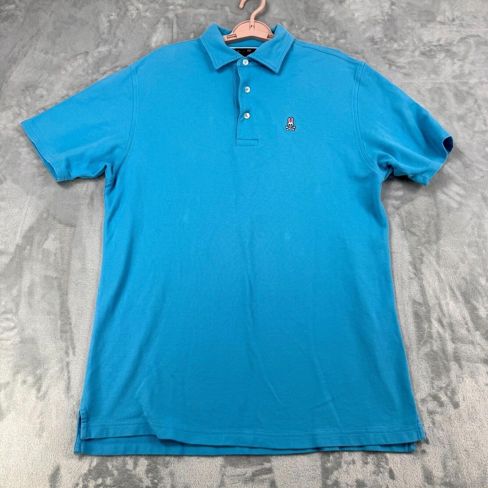 Psycho Bunny Polo Shirt Men's Size 8 Aqua Blue Pima Cotton Embroidered Logo